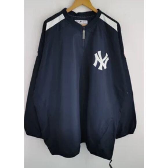 Authentic Majestic New York Yankees 1/4 Zip Pullover Windbreaker Jacket Size 4XL - Picture 1 of 16
